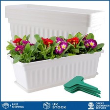 Elegant Large White Plastic Window Box Rectangular Flower Pot 43cm 6 Pcs