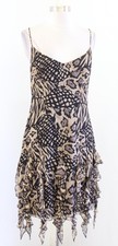 Vtg White House Black Market Dress sz 6 Silk Animal Print Sequin Asymmetric Y2k