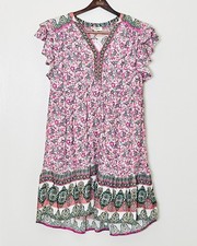 NWT Umgee Dress Small Floral Sheath Flutter Sleeve Royal Garden Party Southern