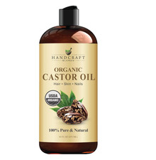 Premium Organic Castor Oil 100 Pure and Hexane-Free Cold-Pressed Beauty 16 fl.