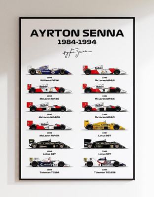 Ayrton Senna F1 Poster - Classic McLaren Racing Wall Art Print for Home Decor