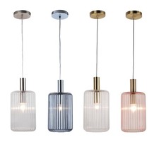 Ribbed Glass Design Ceiling Pendant Lights Kitchen Island Dining Light Fittings