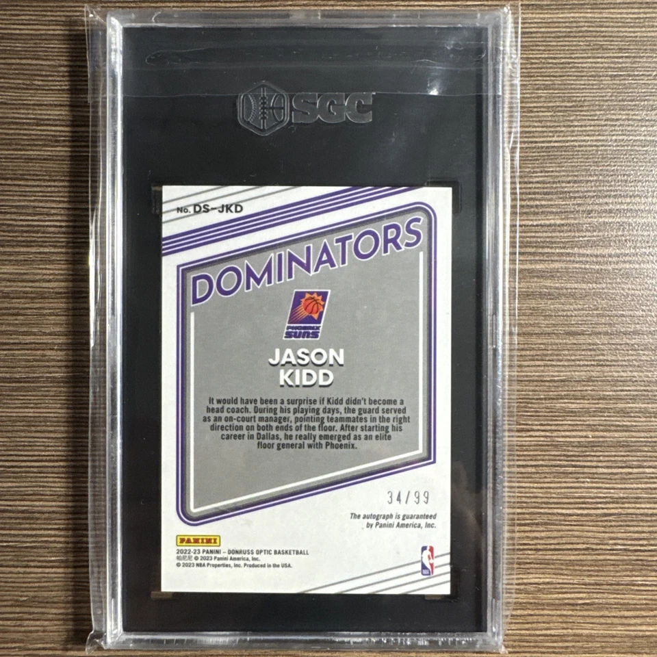 2022-23 Donruss Optic Jason Kidd Dominators Auto 34/99 Gem Mint 10 - Image 2 of 2