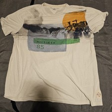 Tommy Hilfiger Shirt Mens Large White Hilfiger 85 Graphic Tee Logo Surf Mountain