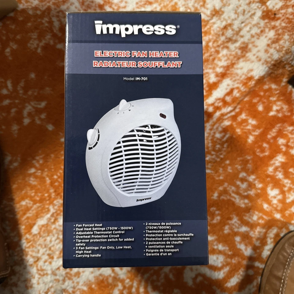 Ventilador Calentador Eléctrico Impress Modelo IM-701 (Nuevo en Caja, Nuevo en Caja) Foto 2 de 4