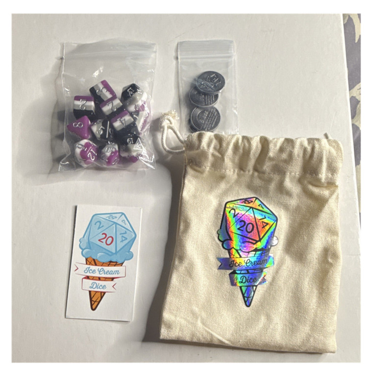 Ice Cream Dice Pride Dice Collection 2021, 4 Bless Tokens, Bag, Sticker