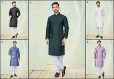 Men's Classic Pure Silk Kurta Pajama Set, Wedding Party Wear Kurta Set 16-MT-7