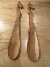 Pair of Handcrafted Wood Shoehorns Improvised Horse Head, 12" Long
