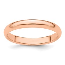 14k Rose Gold 3mm Half Round Wedding Band Ring Size 9