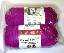 2x Premier Anti-Pilling Everyday Worsted Yarn 100 Acrylic Bright Violet 203 yds