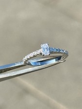 9ct White Gold & Emerald Cut Diamond Ring