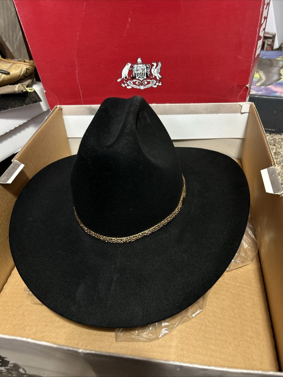 Vintage Stetson 4x Beaver Cowboy Hat Black Size 7 w Original Box