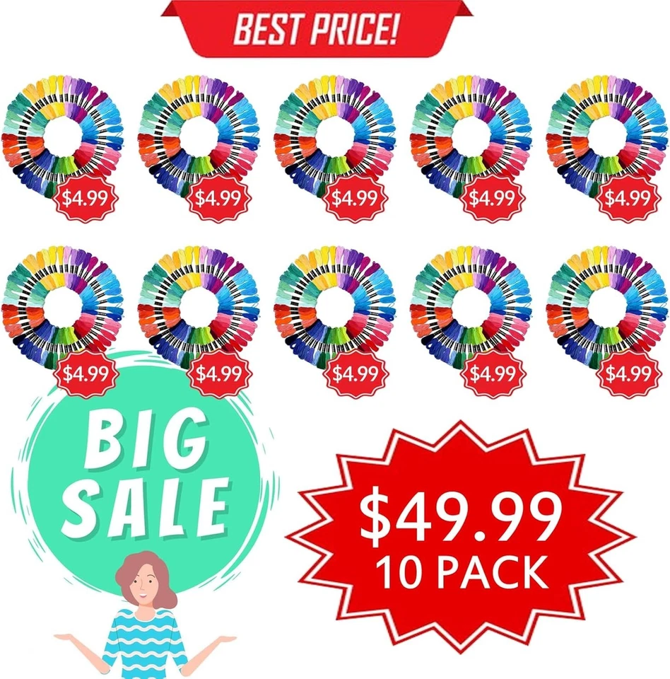 500 Skeins Rainbow Friendship Bracelet Thread - Image 4 of 4