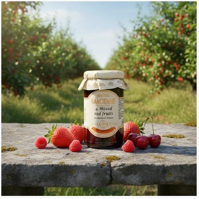 Les Confitures à la Ancienne, SET OF 2, ''Four Mixed Red Fruits'' French Preserves
