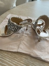 Badgley Mischka Wedding Bejeweled Slip ons  Ivory Satin - Like New Size 5.5 US