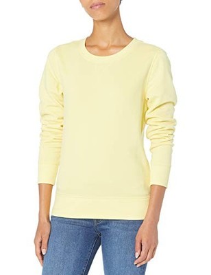 Fleece-Sweatshirt Damen L Rundhalsausschnitt Hellgelb Amazon Essentials