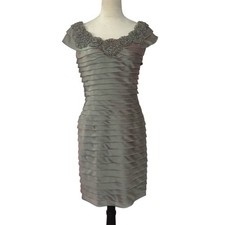 Adrianna Papell Shimmer Iridescent Sheath Dress 6 Wedding Guest Cocktail