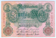 1910 Germany 50 Mark 3377423 Reichsbanknote Paper Money Banknotes