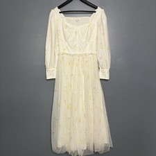 Ivy City Co Dress Womens Small Ivory Floral Cottage Romantic Boho Peasant Sheer