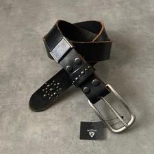 Leather Studs Belt, Y2K Dead Stock Vintage, Black, Used
