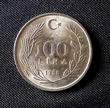 (USA ) , Turkey coin , 100 Lira , Year : 1988 .