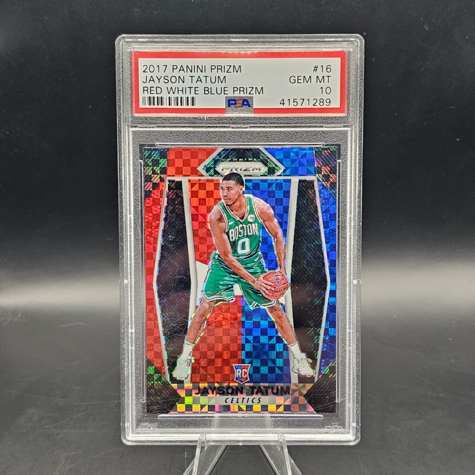 PSA 10 2017 Panini Prizm Jayson Tatum Red White Blue Rookie RC #16