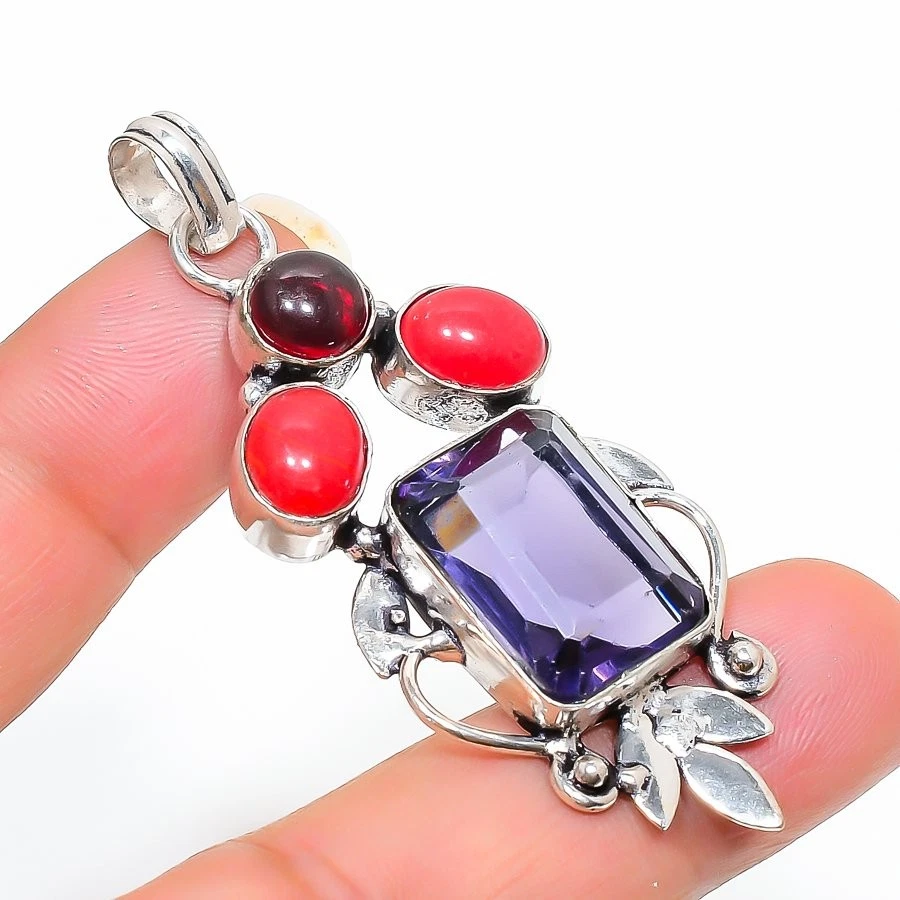 Collier Fait Main Avec Grenat Du Mozambique Forme Poire - Réglable - Cadeau Idéal
