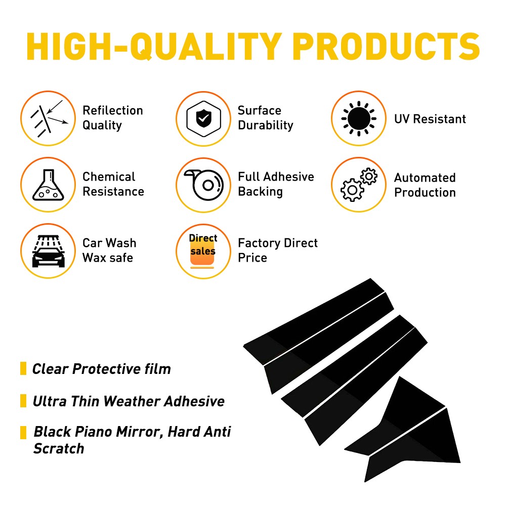 6Pcs For 2022 Honda Civic Door Pillar Trim Post Gloss Black Car Auto Accessories