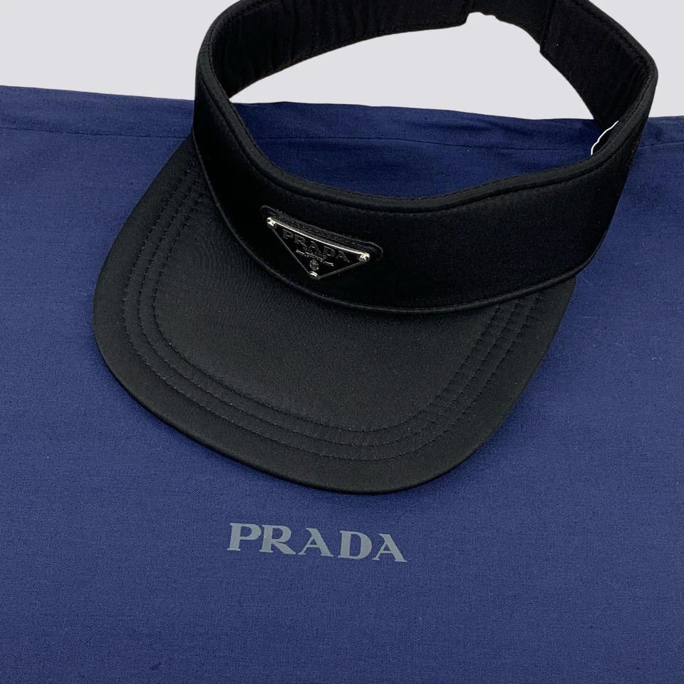 Prada Nylon Metal Triangle Logo Center Baseball Sun Visor Black Size M - Image 2 of 4
