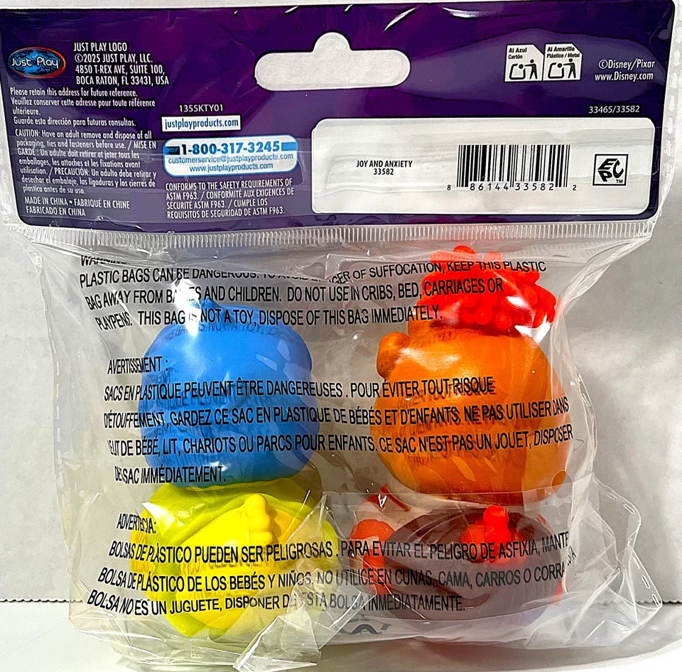 Disney Anxiety and Joy 3" Duckalooz Rubber Duckie Jeep Duck brinquedo de banho 2 peças NOVO - Imagem 2 de 2