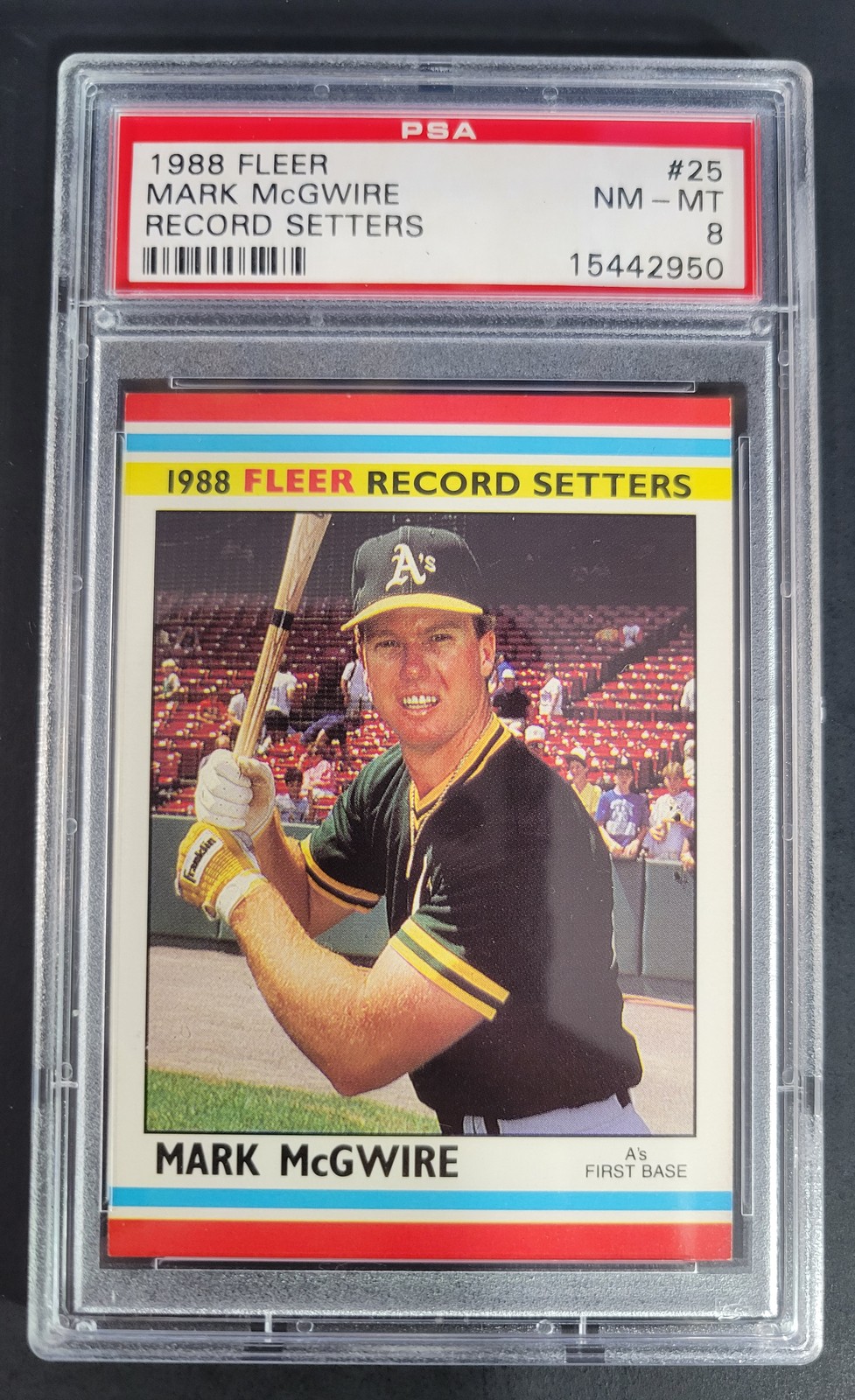 Mark McGwire 1988 Fleer Record Setters PSA 8 NM-MT #25 Oakland Athletics