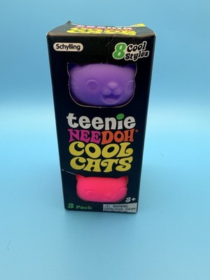 Teenie Nee Doh Cool Cats 3 Pack Squeeze Balls - Colors Pink Orange and Purple