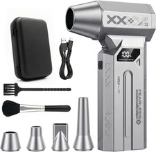 Compressed Air Duster, 120000RPM Cordless Electric Air Duster with LED Light, 4-