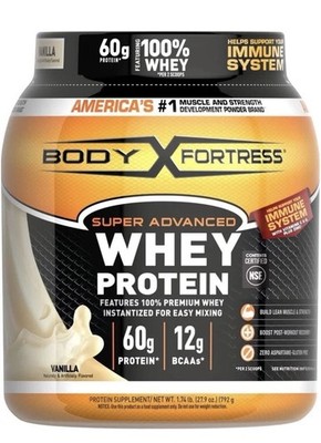 Body Fortress Super Advance Whey Protein Powder Vanilla Immune Support 1/27