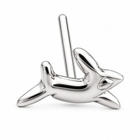 Springender Hase Nasenstecker 925 Sterling Silber 22G L Biegbar Piercing...