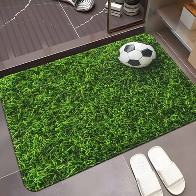 1pc Grass Texture Door Mat Non-Slip Absorbent Microfiber Mat - Realistic Mat  