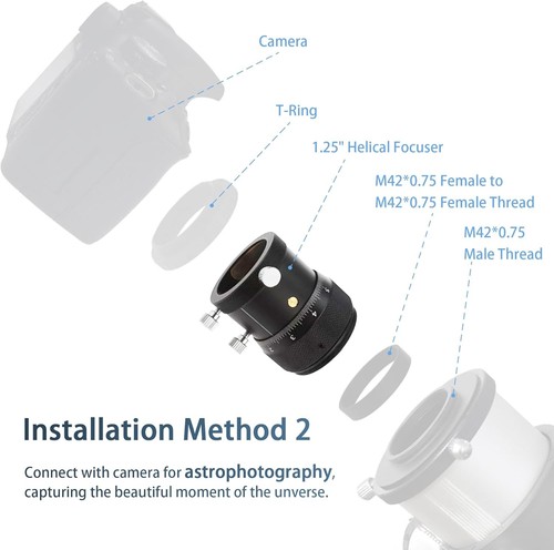 Durable 1.25" Double Helical Focuser with M42x0.75 Compatibility for Telescopes - Picture 8 of 9