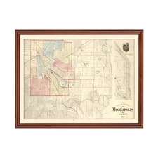 Old Map of Minneapolis, MN 1874 - Vintage Minneapolis Minnes