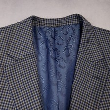 Oak Hill Sport Coat Mens 2XLT 50R / 52R Gingham Plaid Two Button Double Vented