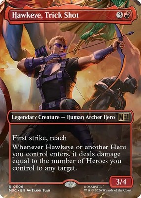 1x Hawkeye, Trick Shot - Foil - Borderless MTG - Commander: Marvel Super Heroes