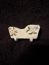 Antique Vintage Ceramic Glazed Baby Cradle