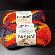 Bernat Softee Chunky Yarn "School Yard" 2 Skeins 2.8oz
