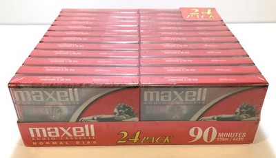 VINTAGE MAXELL 90 MINUTE CASSETTE TAPES 24 PACK NEW OLD STOCK SEALED