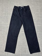 Levis Premium Denim Ribcage Straight Ankle Jeans Button Fly Black Gray Sz 26