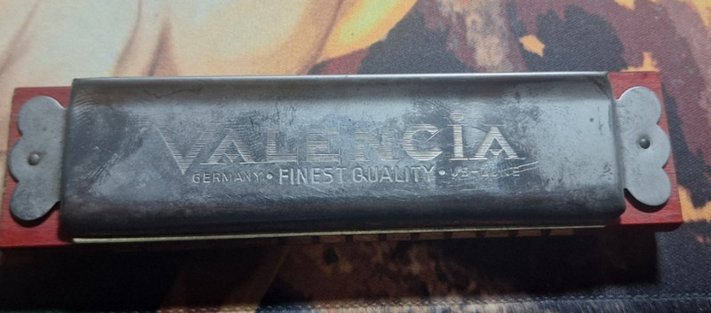 Vintage Valencia Harmonica U.S. Zone Germany Red Wood Comb Post-War 1940s