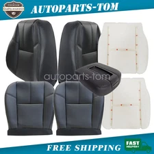 For 2007-2014 Chevy GMC Replacement Driver Passenger Leather Seat Cover Black