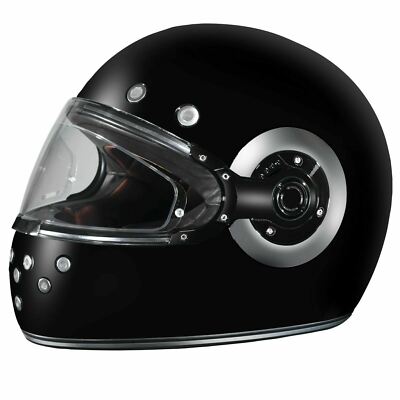 Daytona Helmets Retro DOT Approved Hi Gloss Black Chrome Motorcycle Helmet R1-A