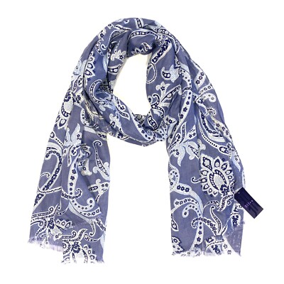 ALTEA Womens Linen Paisley Lightweight Scarf Lavender Blue (MSRP $145)
