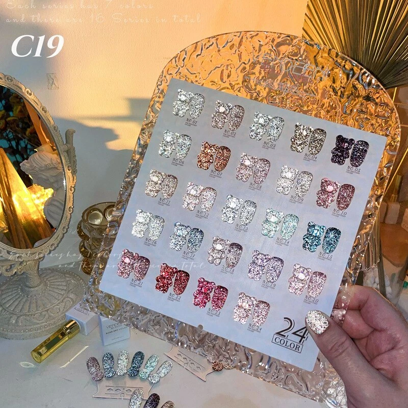 24 Colors Reflective Glitter Gel Nail Polish Semi-Permanent UV LED Nail Varnish
Opens in a new windo