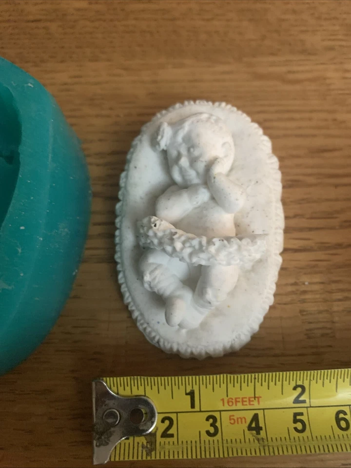 "MOLDE DE GOMA de silicona pequeño bebé niña dormida L: 3"" X2"" YMK-(S3036)" Foto 3 de 4